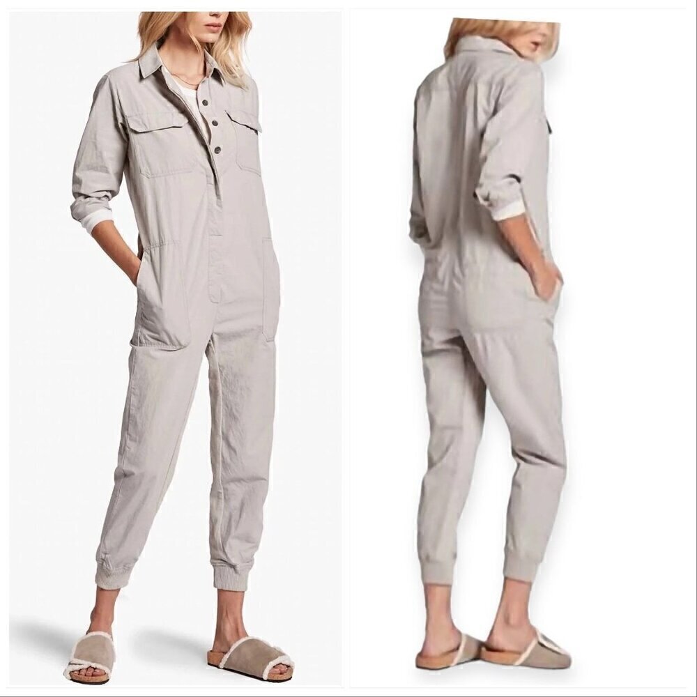 James Perse Cotton Utility Jumpsuit in Grey Cloud, Size 2/M New with tag